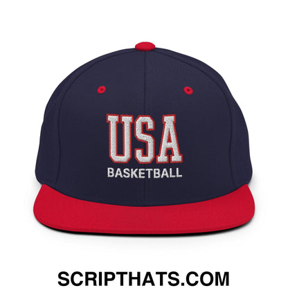 USA Basketball Varsity Letterman Block Snapback Hat Navy Red