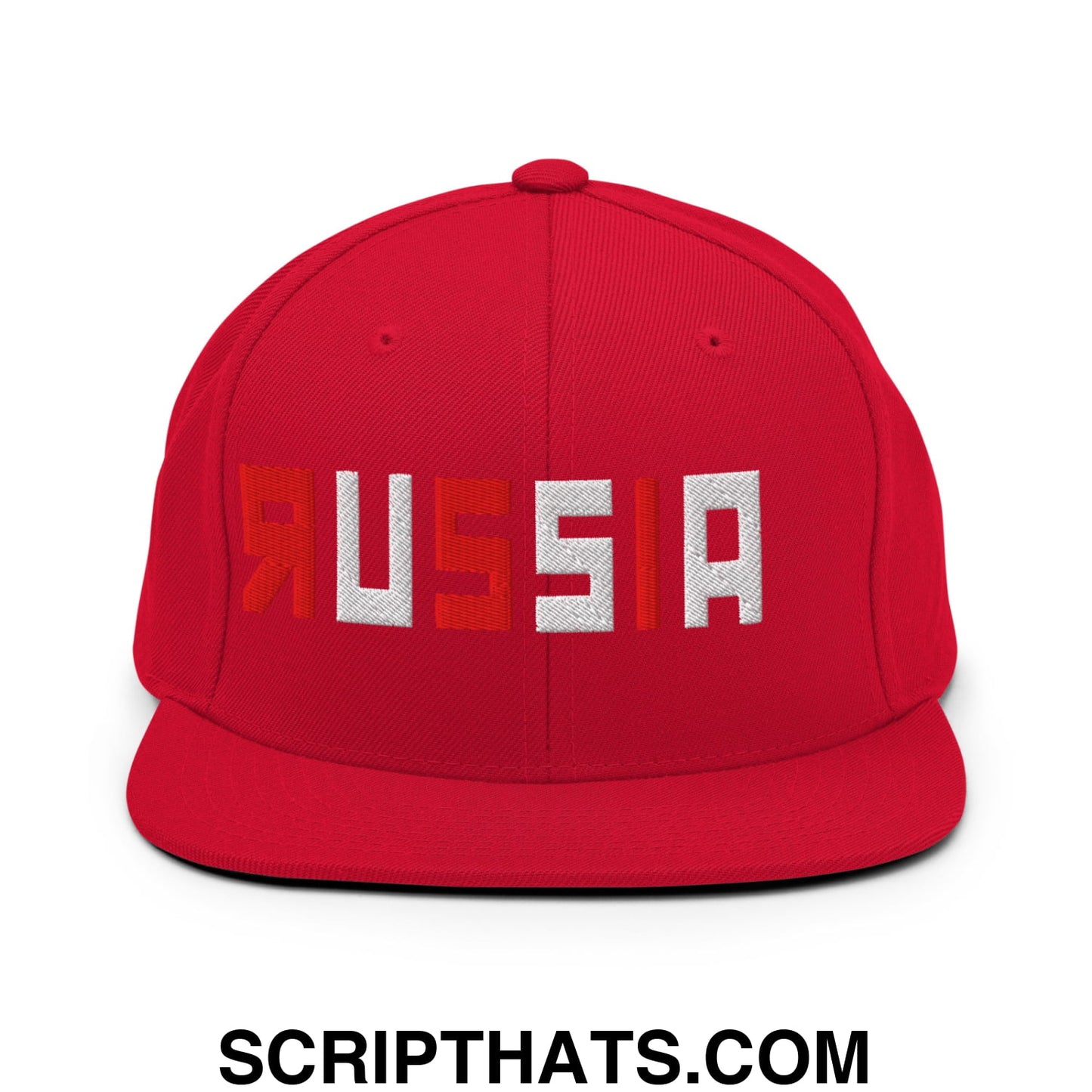 USA Russian Asset Embroidered Flat Bill Brim Snapback Hat Default Title