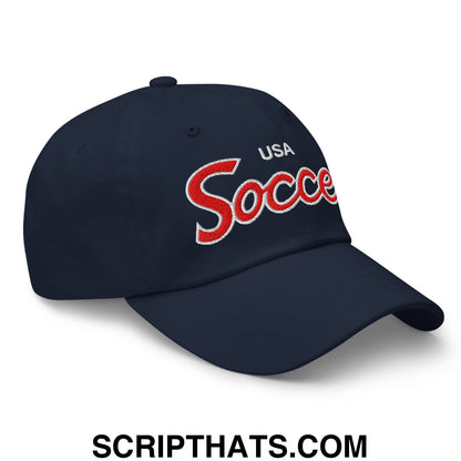 USA Soccer Olympics World Cup Vintage Sports Script Embroidered Unstructured Dad Hat Default Title