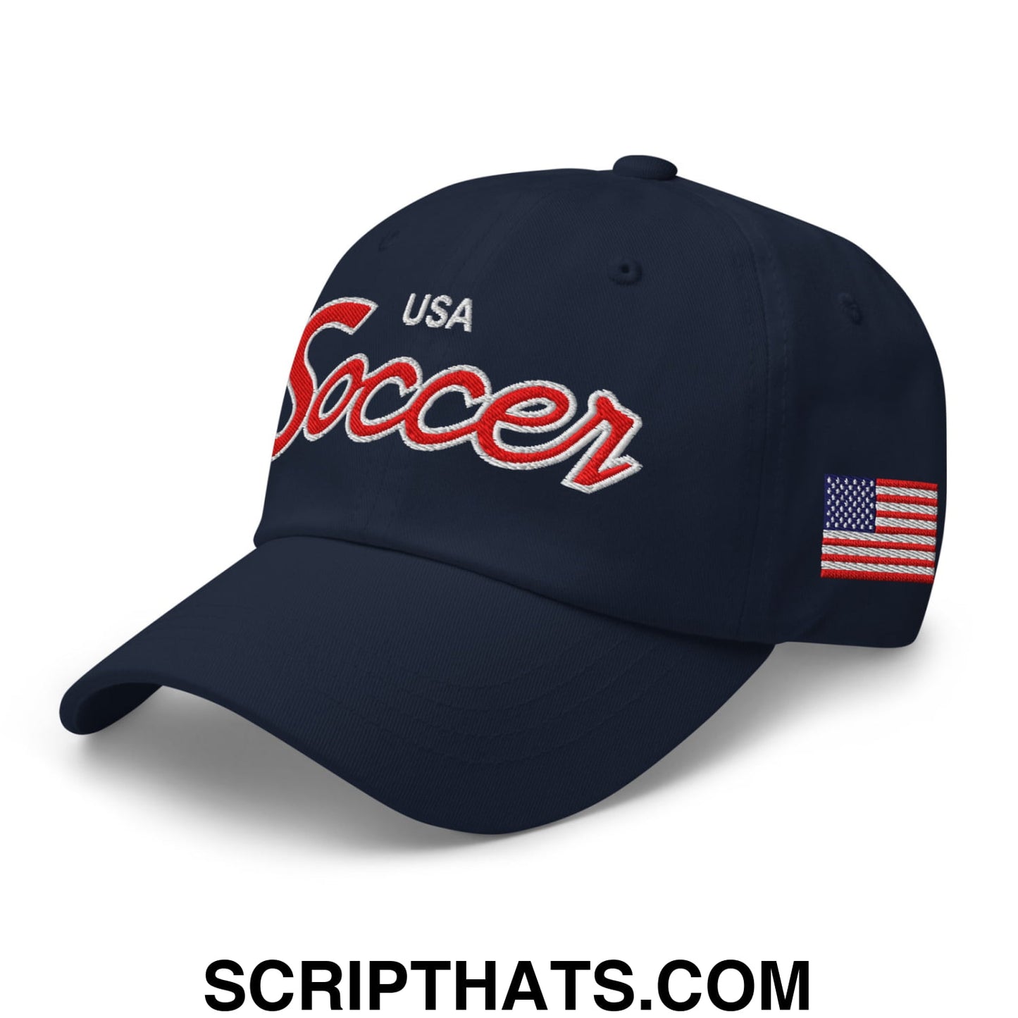 USA Soccer Olympics World Cup Vintage Sports Script Embroidered Unstructured Dad Hat
