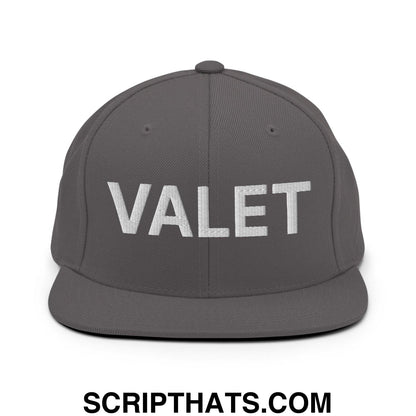 Valet Uniform Work Embroidered Flat Bill Brim Snapback Hat Dark Grey