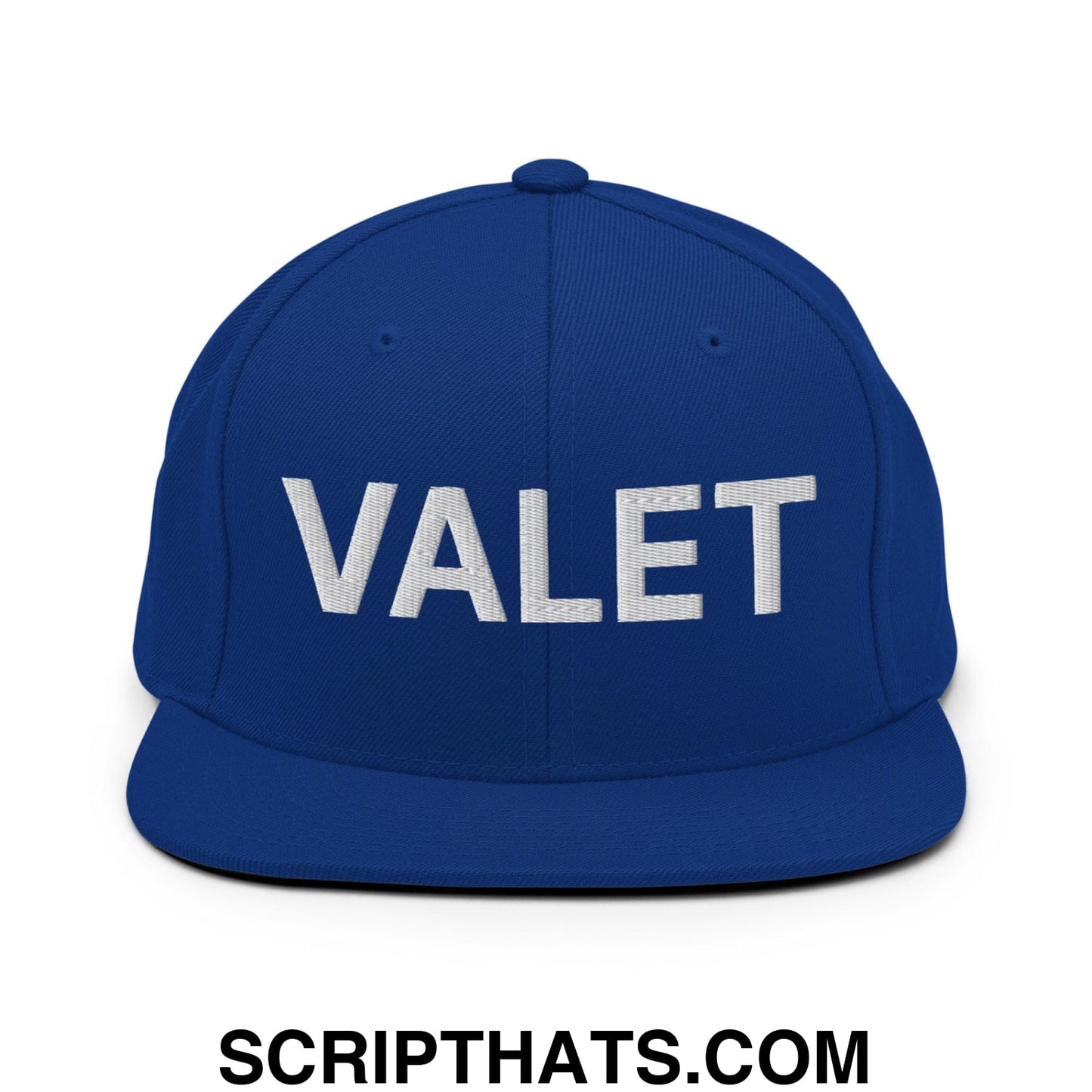 Valet Uniform Work Embroidered Flat Bill Brim Snapback Hat Royal Blue