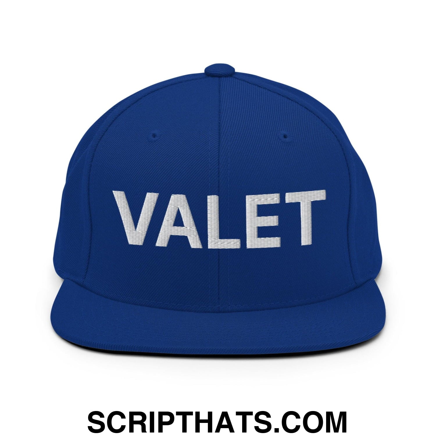 Valet Uniform Work Embroidered Flat Bill Brim Snapback Hat Royal Blue