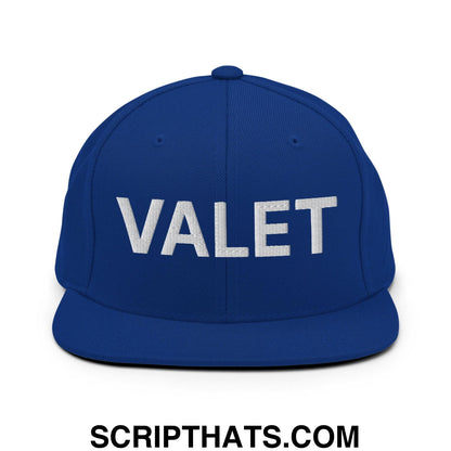 Valet Uniform Work Embroidered Flat Bill Brim Snapback Hat Royal Blue