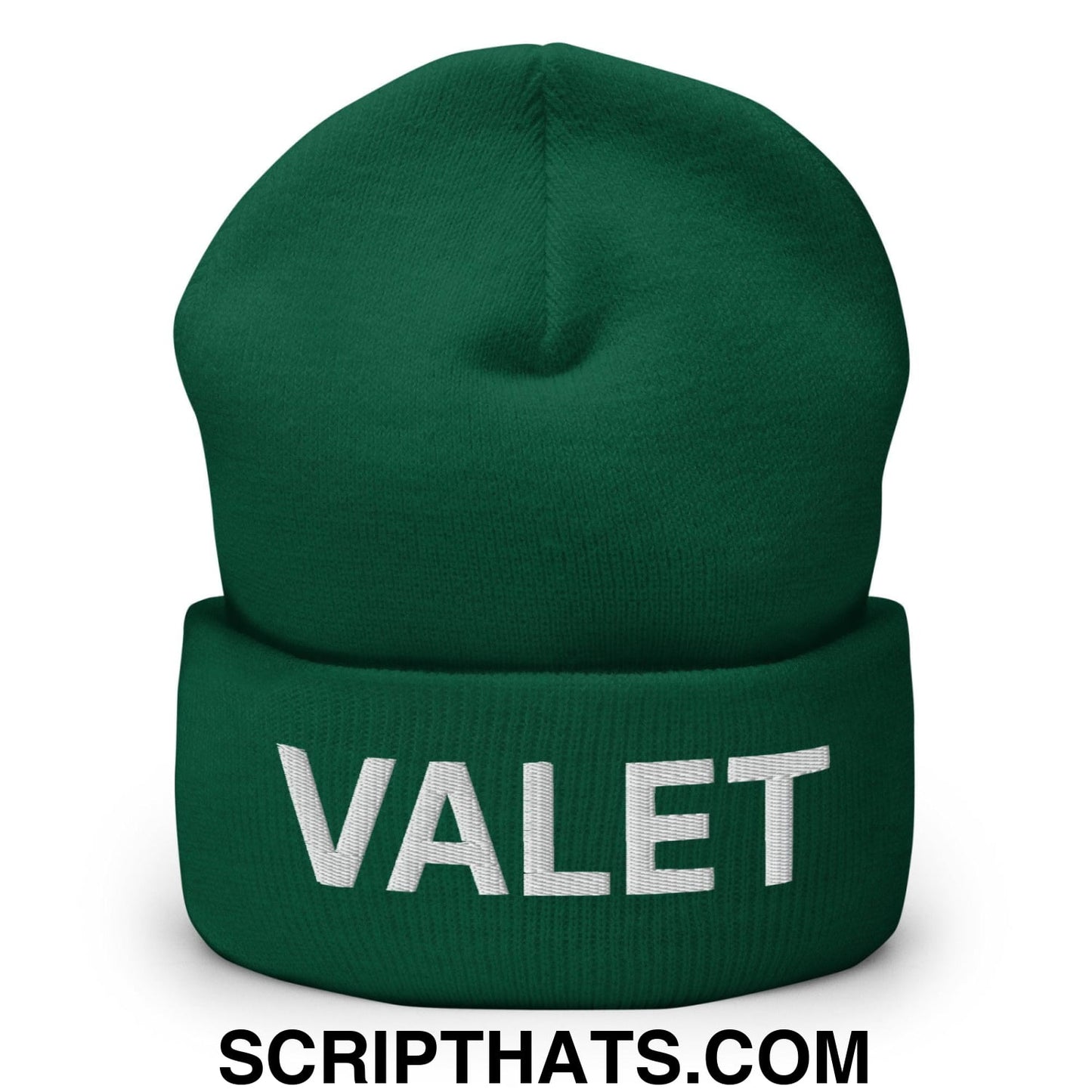 Valet Uniform Work Embroidered Knit Cuffed Beanie Spruce