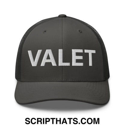 Valet Work Block Embroidered Mesh Trucker Hat Charcoal