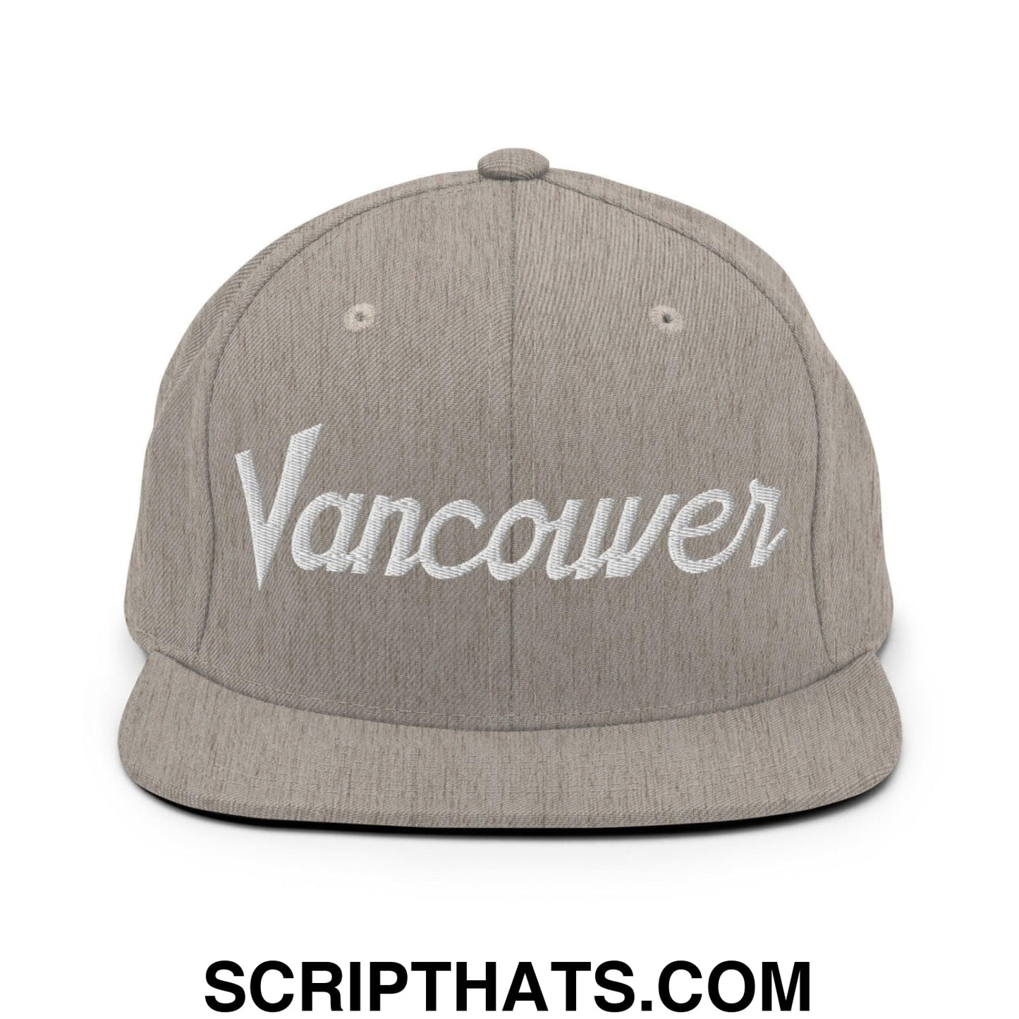 Vancouver Script Snapback Hat Heather Grey