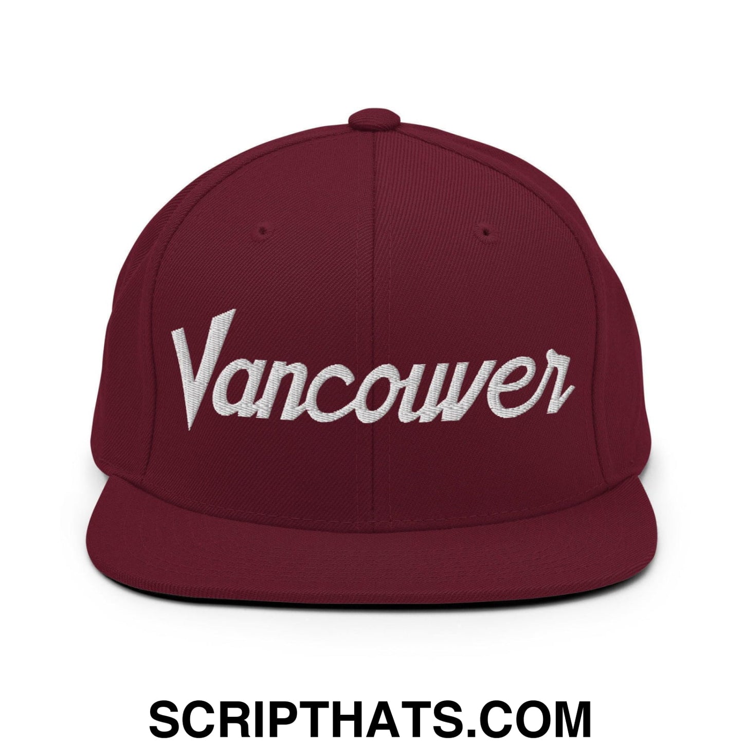Vancouver Script Snapback Hat Maroon