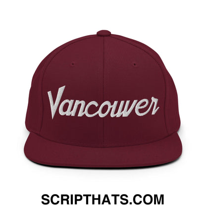 Vancouver Script Snapback Hat Maroon