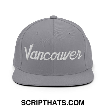 Vancouver Script Snapback Hat Silver