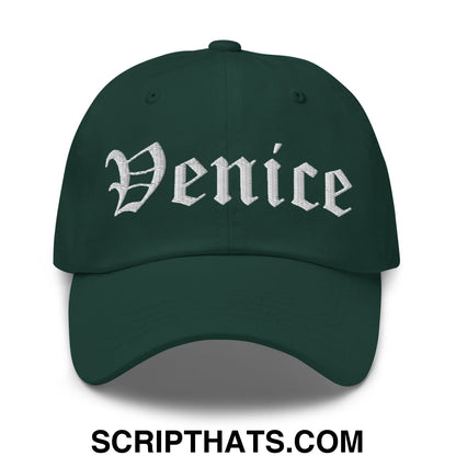 Venice Old English Embroidered Unstructured Dad Hat Spruce