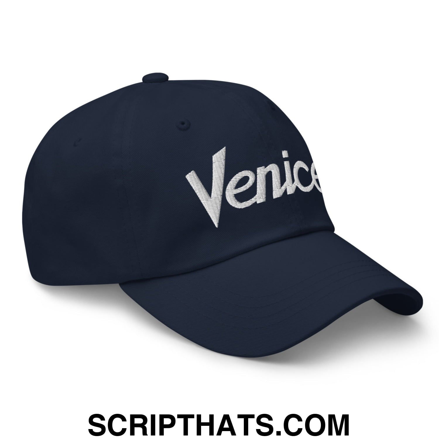 Venice Vintage Sports Script Embroidered Unstructured Dad Hat Navy
