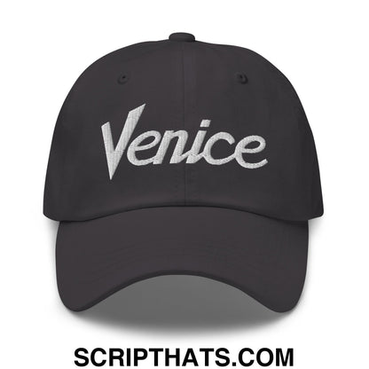 Venice Vintage Sports Script Embroidered Unstructured Dad Hat Dark Grey
