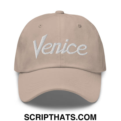 Venice Vintage Sports Script Embroidered Unstructured Dad Hat Stone