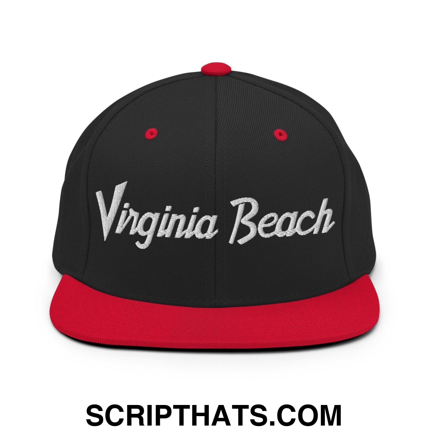 Virginia Beach Script Snapback Hat Black Red
