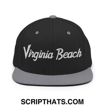 Virginia Beach Script Snapback Hat Black Silver