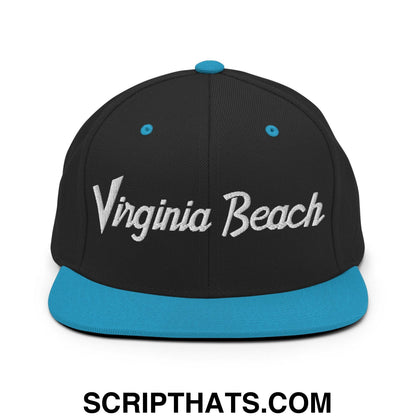 Virginia Beach Script Snapback Hat Black Teal