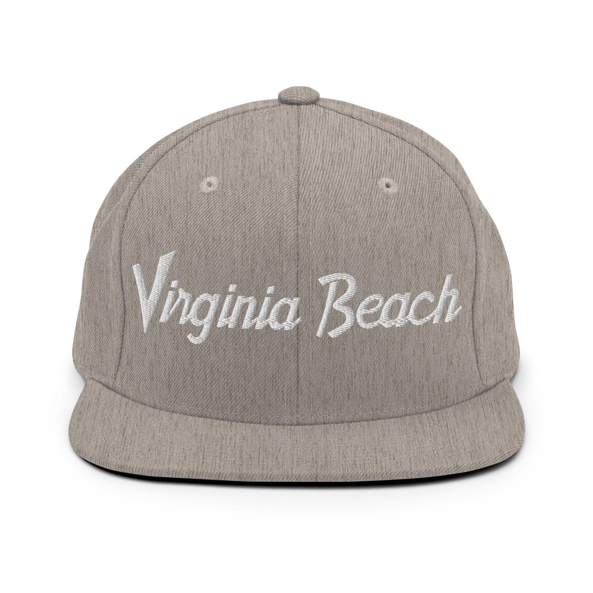 Virginia Beach Script Snapback Hat Heather Grey