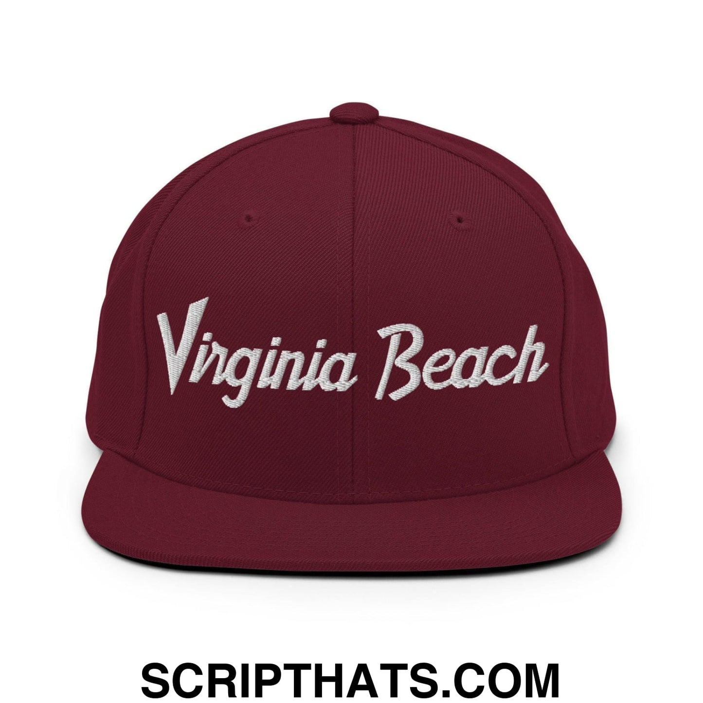 Virginia Beach Script Snapback Hat Maroon