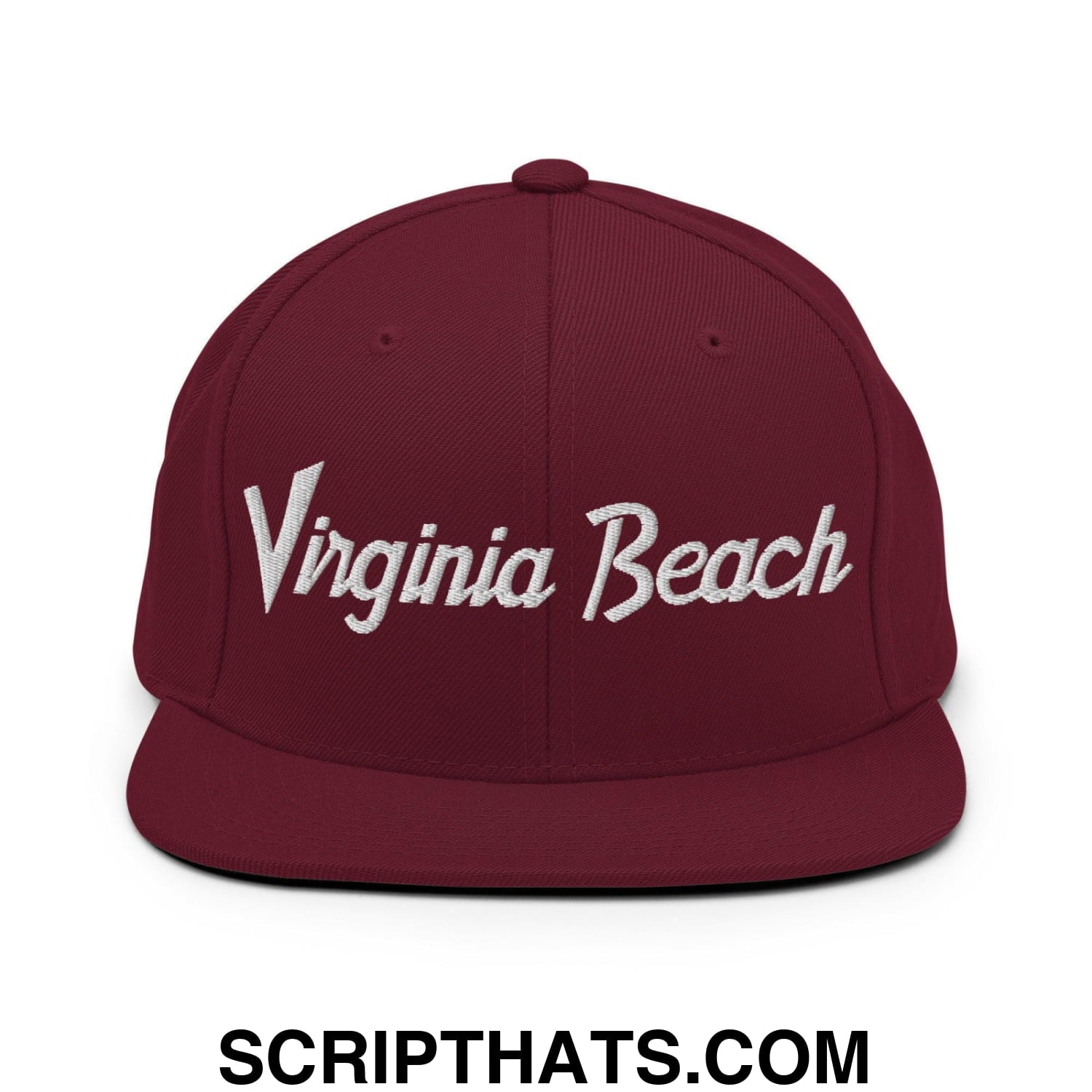 Virginia Beach Script Snapback Hat Maroon