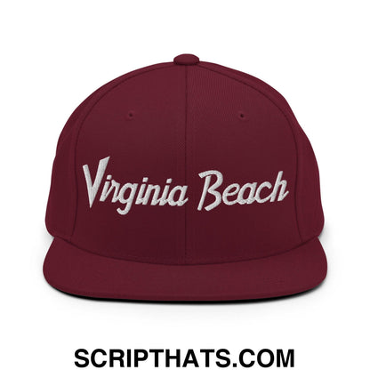 Virginia Beach Script Snapback Hat Maroon