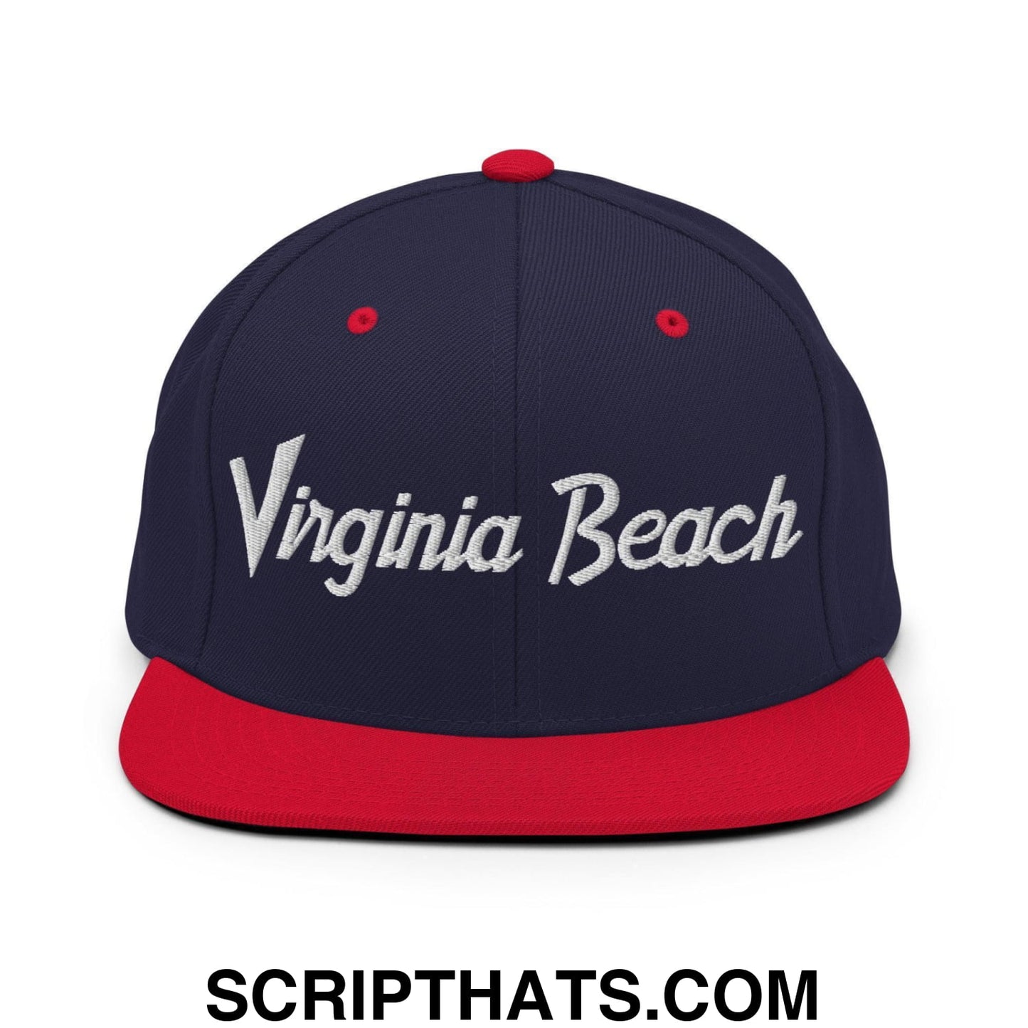 Virginia Beach Script Snapback Hat Navy Red
