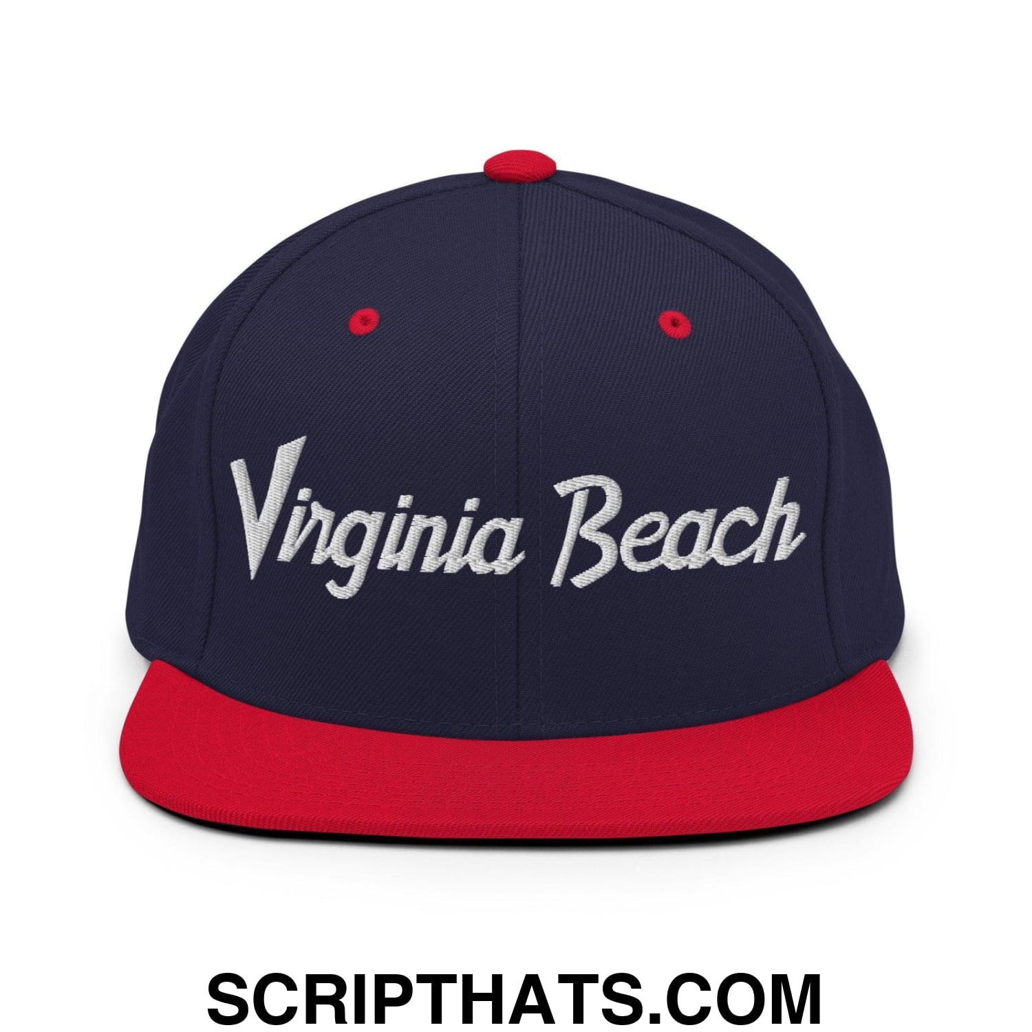 Virginia Beach Script Snapback Hat Navy Red