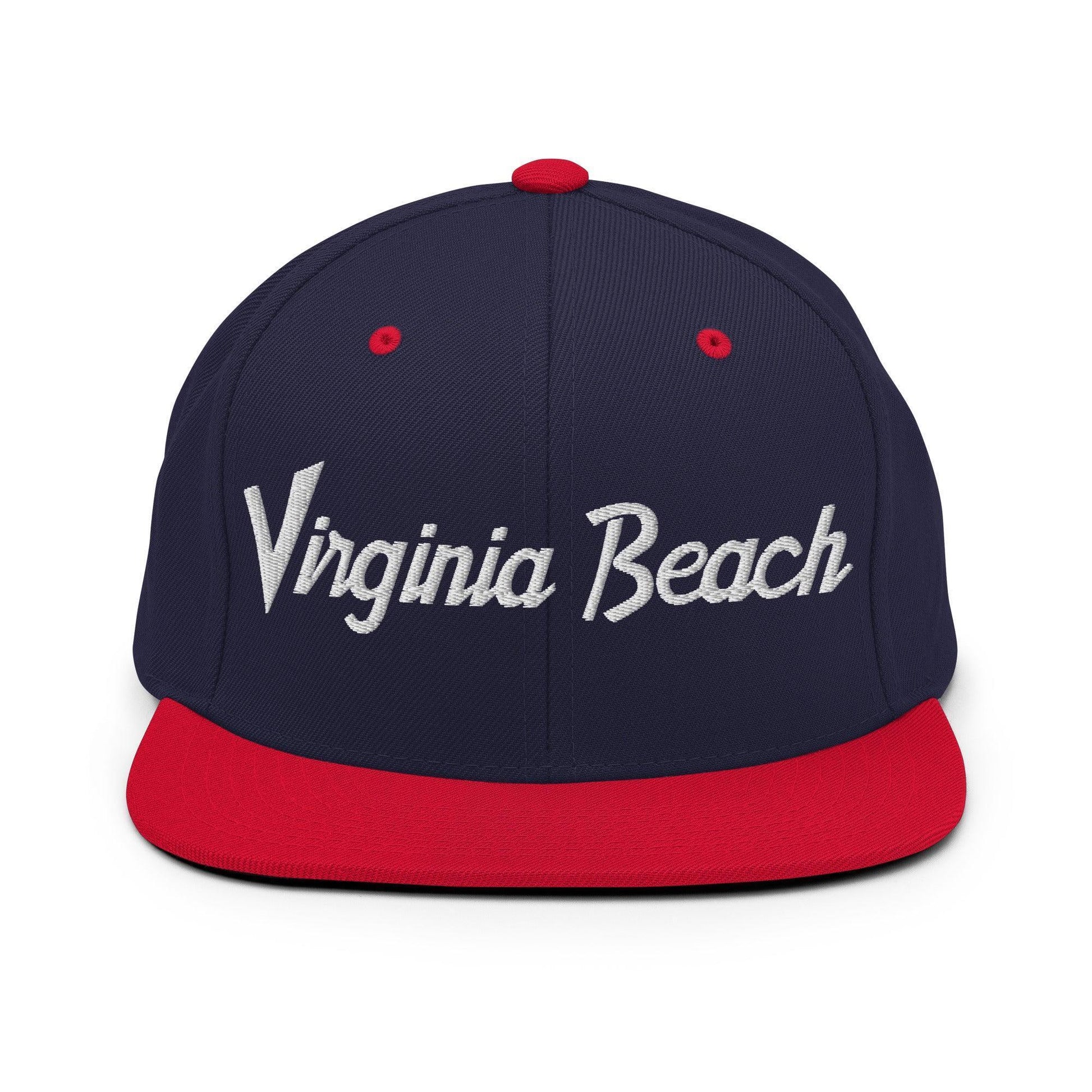 Virginia Beach Script Snapback Hat Navy/ Red