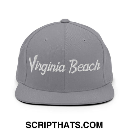 Virginia Beach Script Snapback Hat Silver