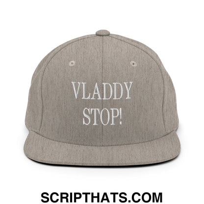 Vladdy Stop Embroidered Flat Bill Brim Snapback Hat Heather Grey