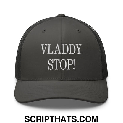 Vladdy Stop Embroidered Mesh Trucker Hat Charcoal