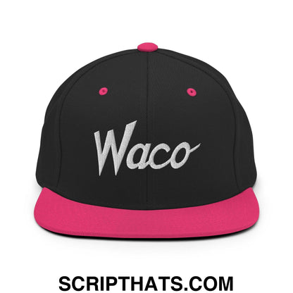Waco Script Snapback Hat Black Neon Pink