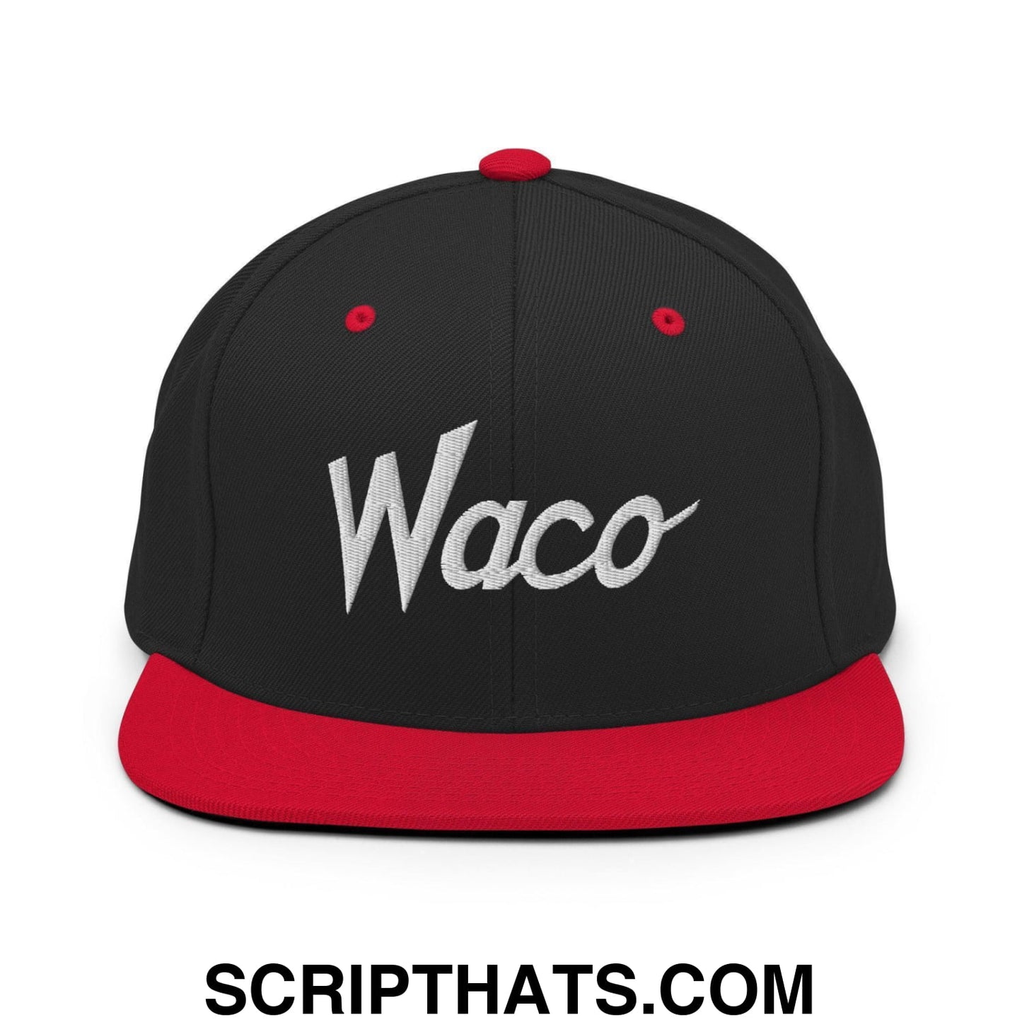 Waco Script Snapback Hat Black Red