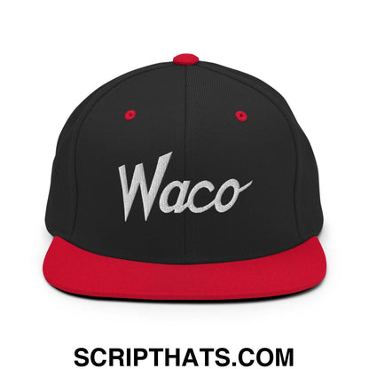 Waco Script Snapback Hat Black Red