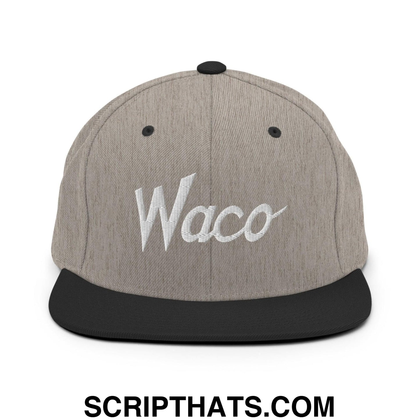Waco Script Snapback Hat Heather Black