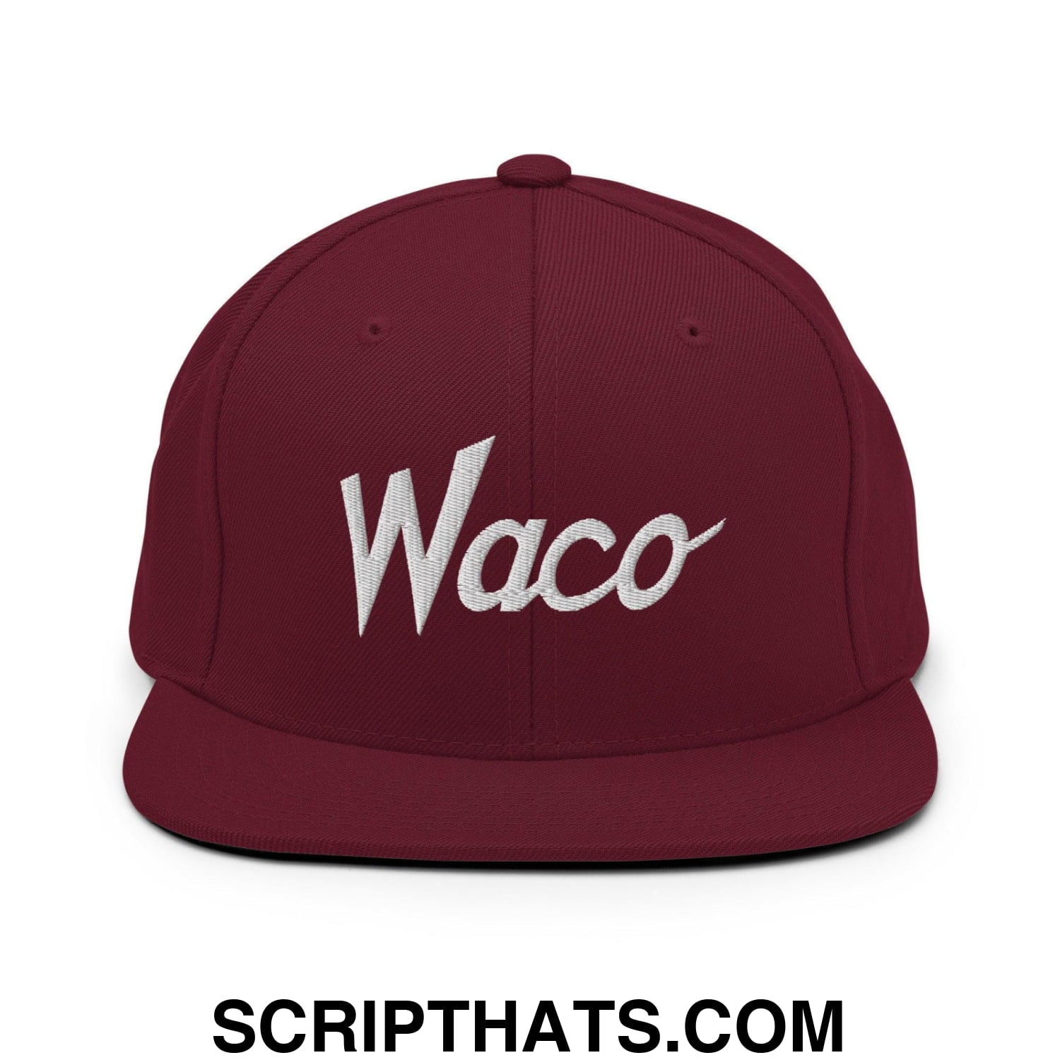 Waco Script Snapback Hat Maroon