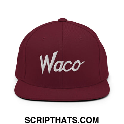 Waco Script Snapback Hat Maroon