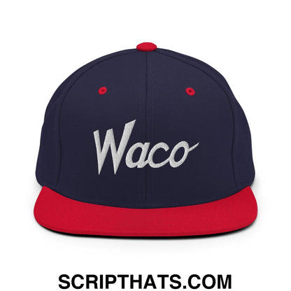 Waco Script Snapback Hat Navy Red