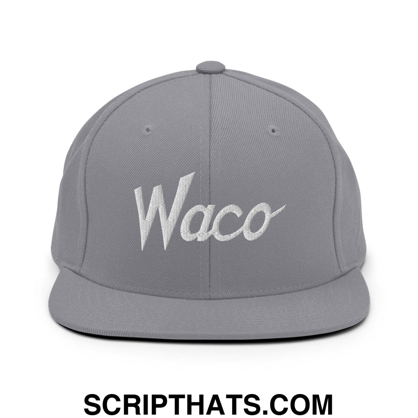 Waco Script Snapback Hat Silver