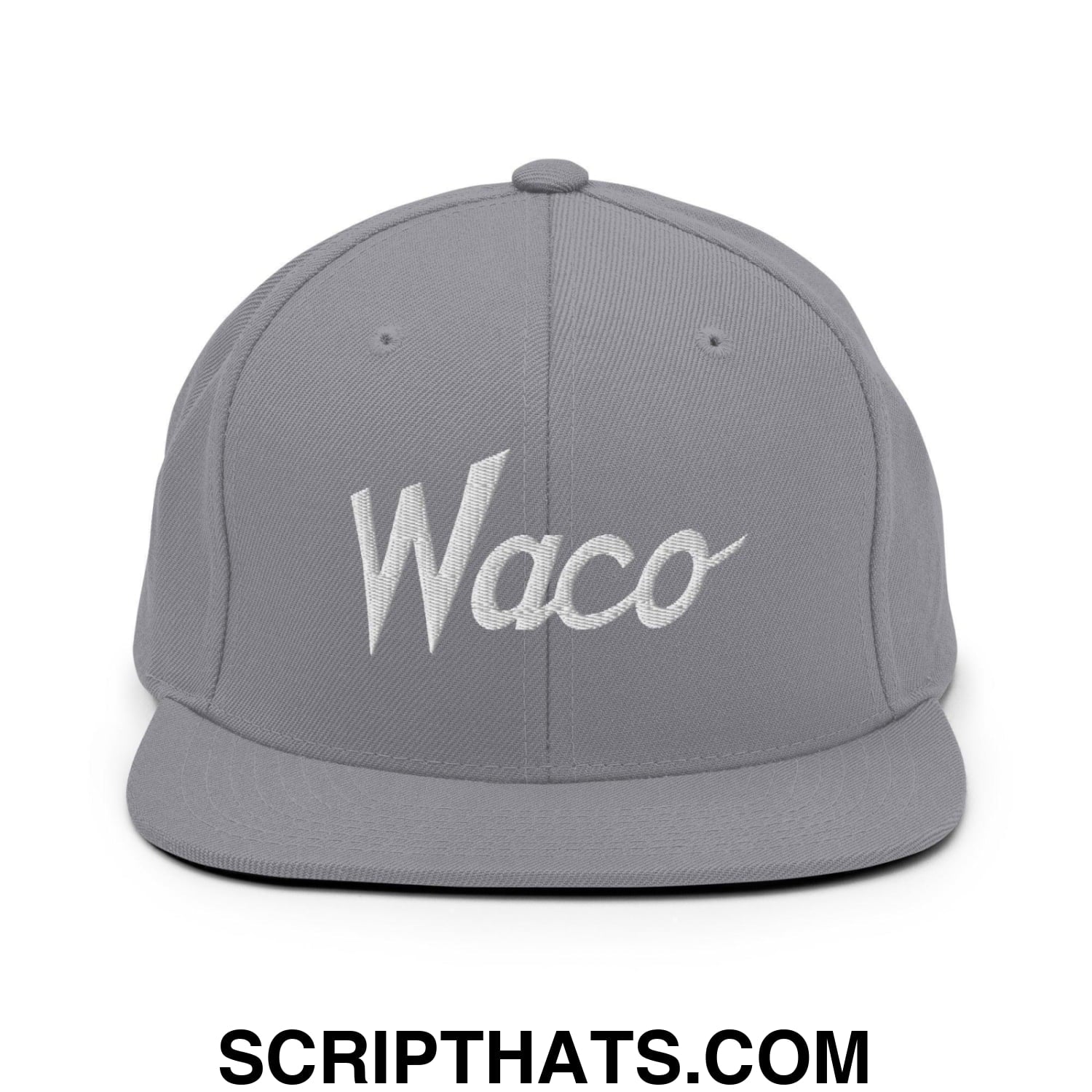 Waco Script Snapback Hat Silver