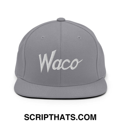 Waco Script Snapback Hat Silver