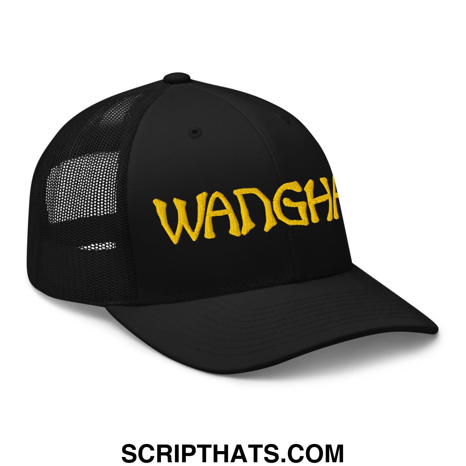 WANGHAF Embroidered Mesh Trucker Hat Black