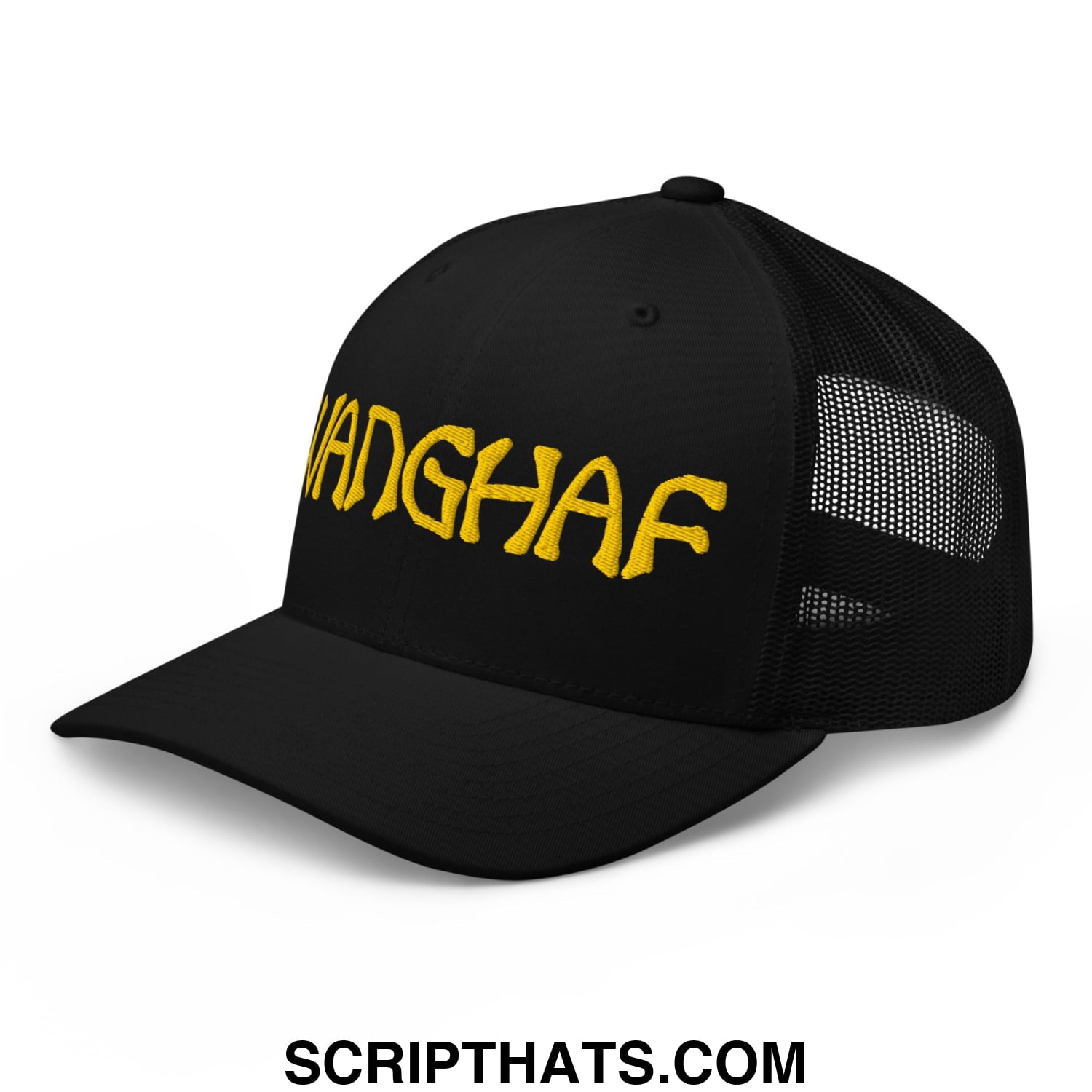 WANGHAF Embroidered Mesh Trucker Hat Black