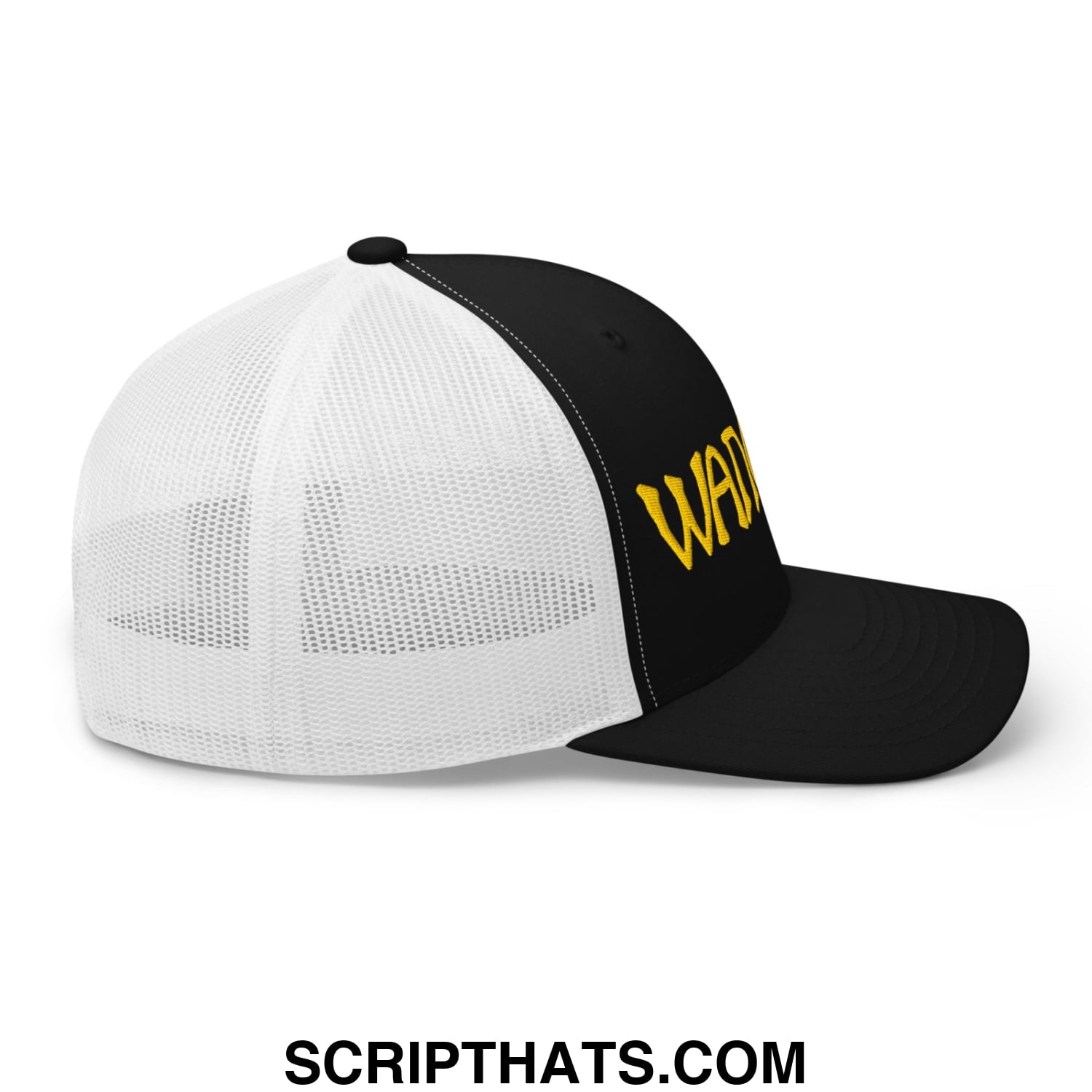WANGHAF Embroidered Mesh Trucker Hat Black White