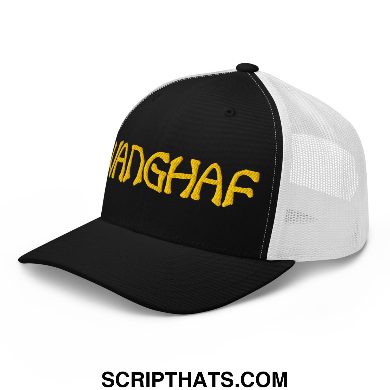 WANGHAF Embroidered Mesh Trucker Hat Black White