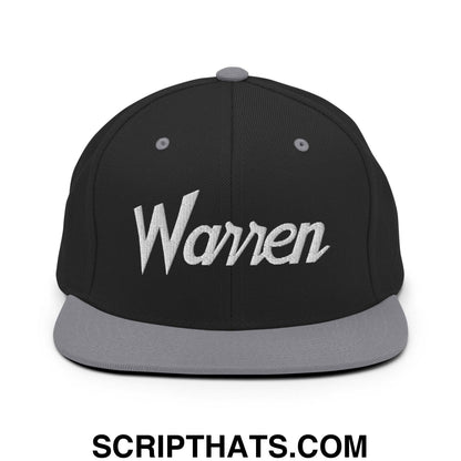 Warren Script Snapback Hat Black Silver