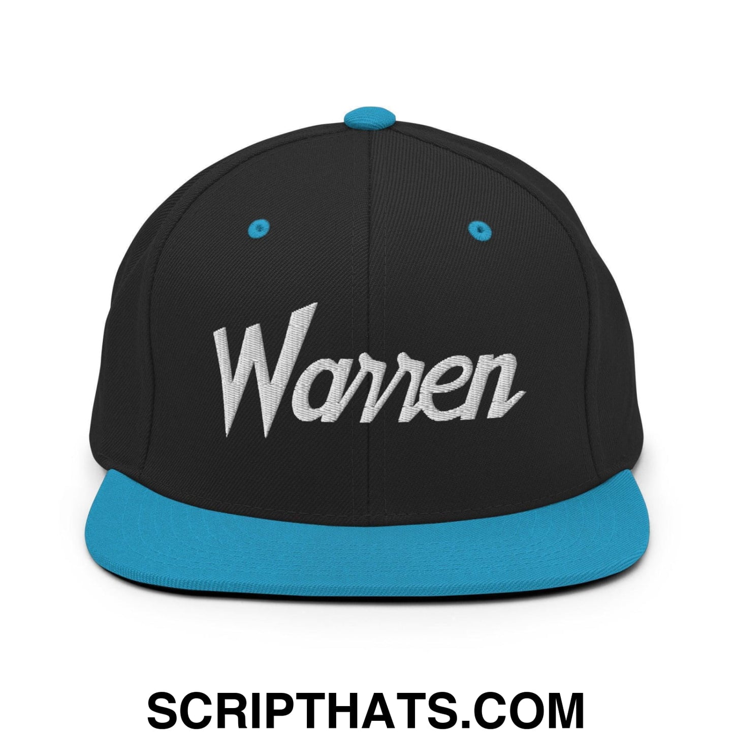 Warren Script Snapback Hat Black Teal