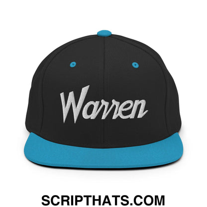 Warren Script Snapback Hat Black Teal