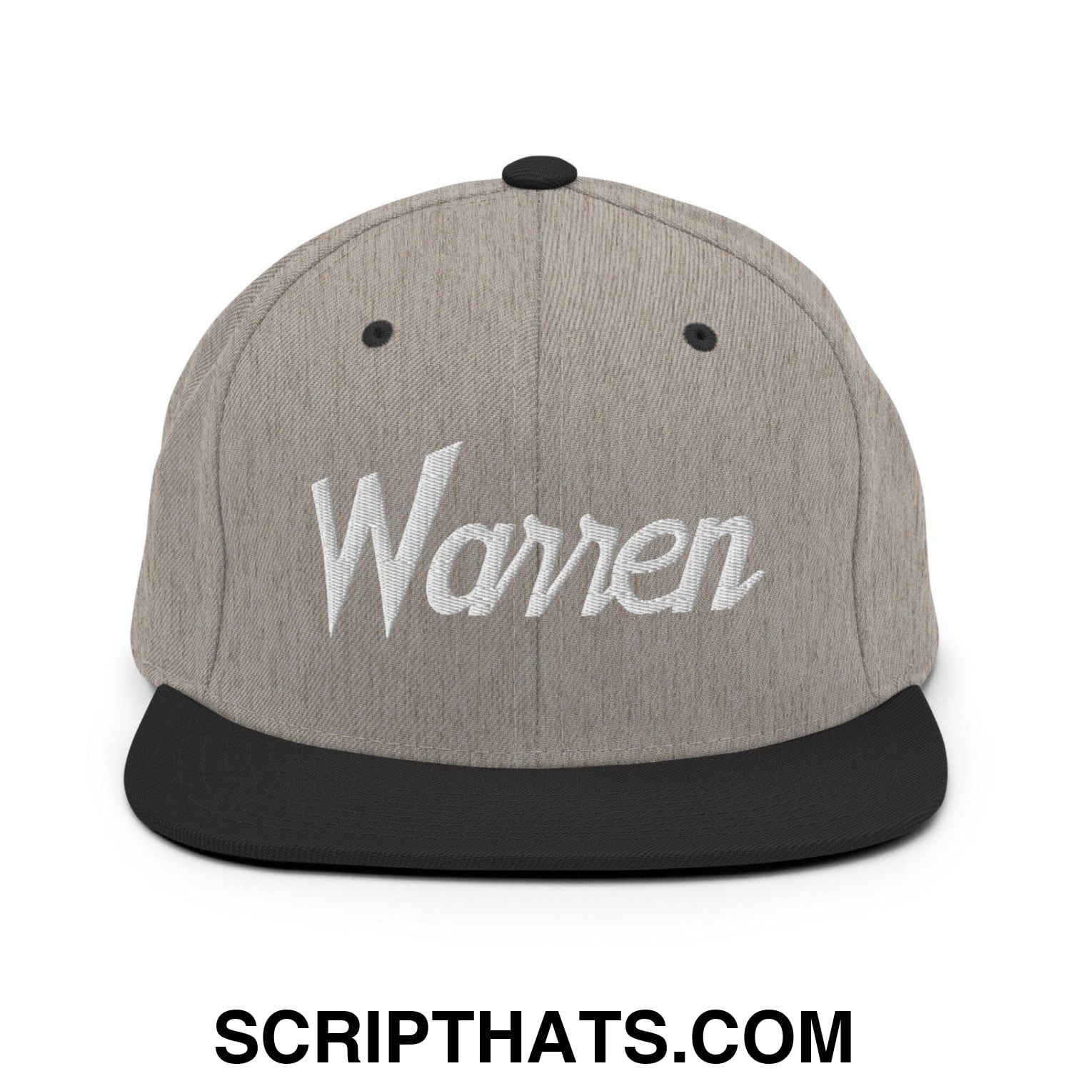 Warren Script Snapback Hat Heather Black