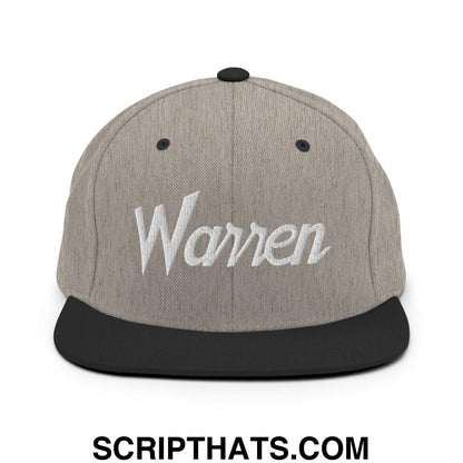 Warren Script Snapback Hat Heather Black